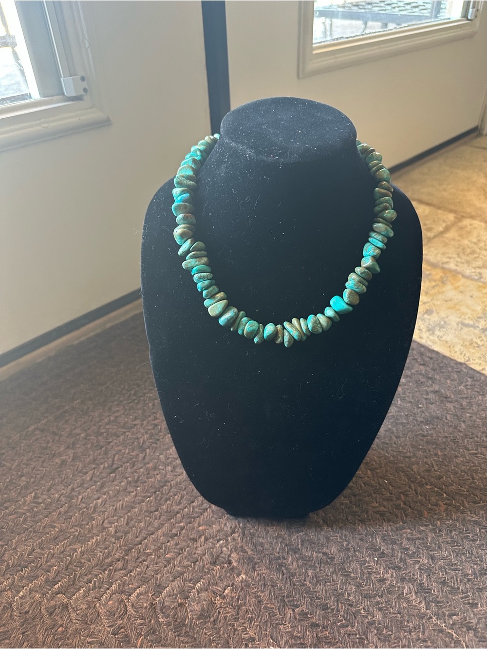 Hand Crafted “One of a Kind”Turquoise Nugget & Sterling Silver Beaded Necklace